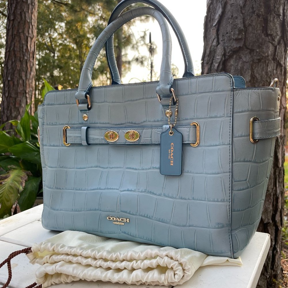 Coach Croc Embossed Leather Swagger Tote